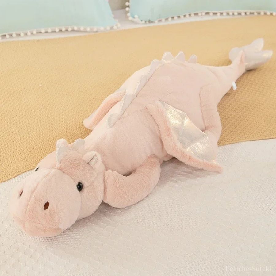 Dragon En Peluche 70 Cm - Tout Doux, Rose/blanc/vert/bleu, Sans Vide, Lavage Main