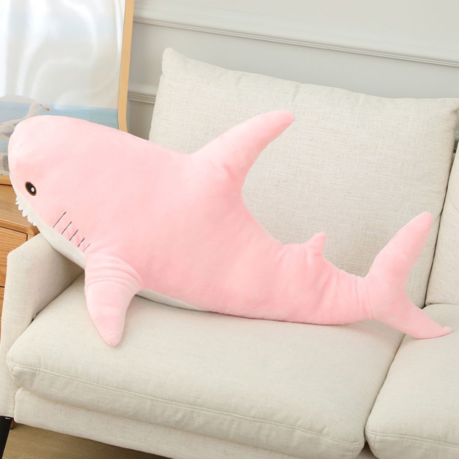 Peluche Requin 2 Pièces - 30 Cm, Doux, Bleu Et Rose, Cadeau Enfant - 8