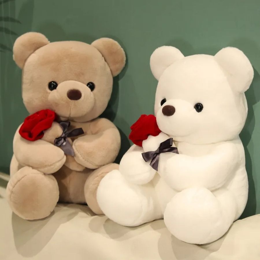 WLAGOOD Peluche de la Saint-Valentin Ours en Peluche Poupée, Ours en Peluche Doux Jouet en Peluche avec Cœur pour Enfants et Adultes, Drôle Mignon Peluche Cadeau pour Petite Amie Saint-Valentin