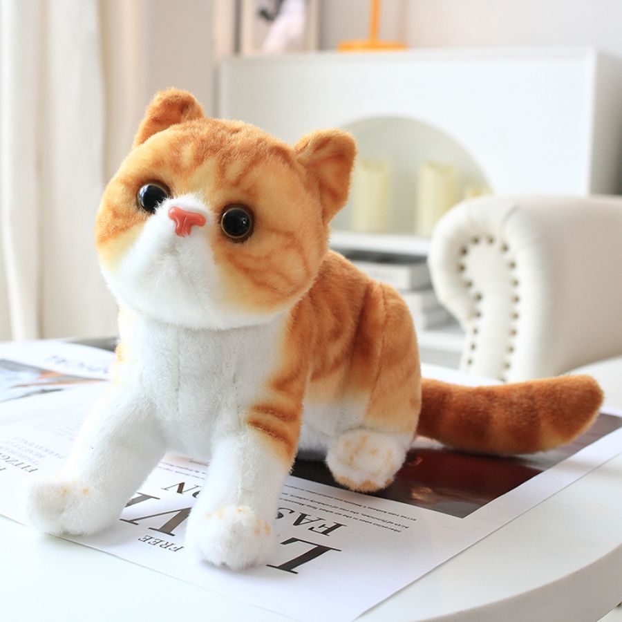 Uni-Toys – Chat Tricolore Couché En Peluche 20 Cm – Doux, Réaliste, Porte-bonheur – Idéal Câlin, Déco Ou Cadeau